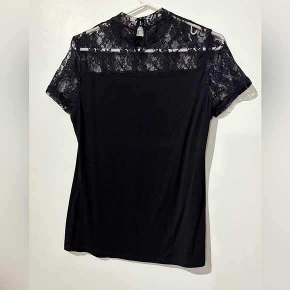 Vintage Elegant Black Lace Mock Neck Top - Picture 4 of 4